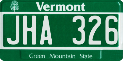 VT license plate JHA326