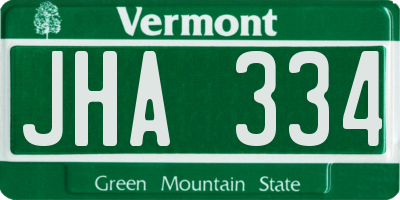 VT license plate JHA334