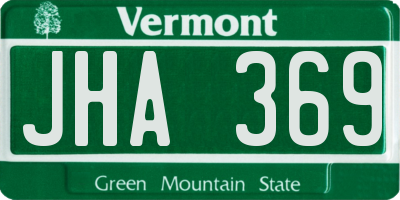 VT license plate JHA369