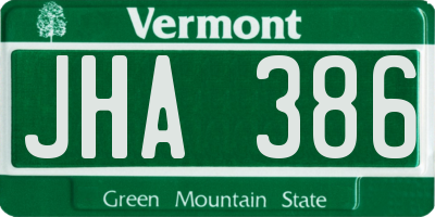 VT license plate JHA386