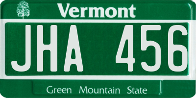 VT license plate JHA456