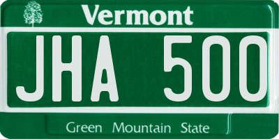 VT license plate JHA500