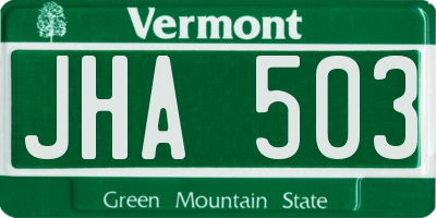 VT license plate JHA503