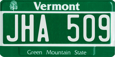 VT license plate JHA509