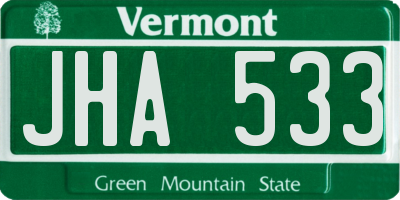 VT license plate JHA533