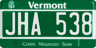 VT license plate JHA538