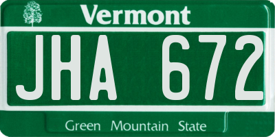 VT license plate JHA672