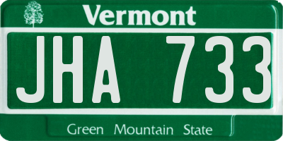 VT license plate JHA733