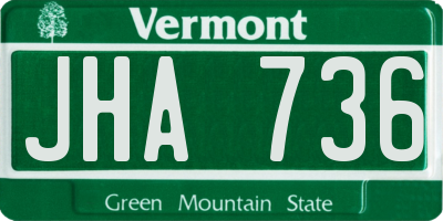 VT license plate JHA736