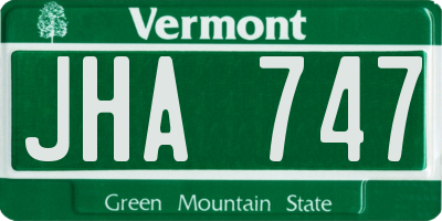 VT license plate JHA747