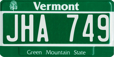 VT license plate JHA749