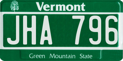 VT license plate JHA796
