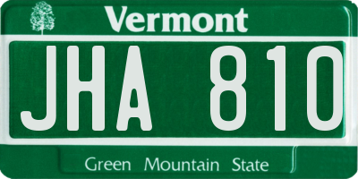 VT license plate JHA810