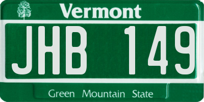 VT license plate JHB149