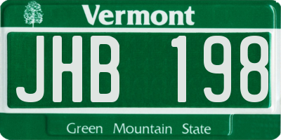 VT license plate JHB198