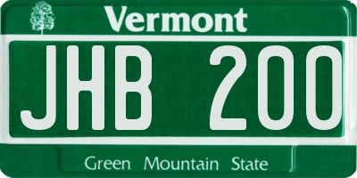 VT license plate JHB200