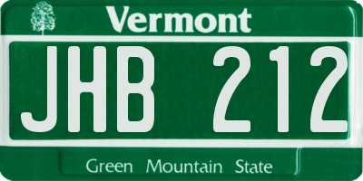 VT license plate JHB212