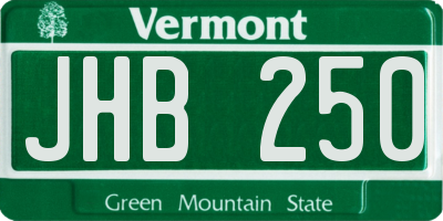 VT license plate JHB250