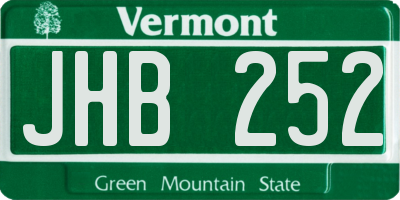 VT license plate JHB252
