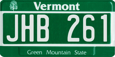 VT license plate JHB261