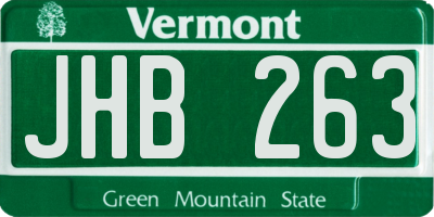 VT license plate JHB263
