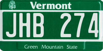 VT license plate JHB274