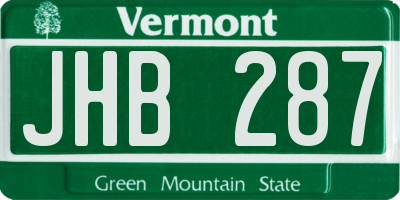 VT license plate JHB287