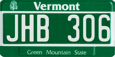 VT license plate JHB306