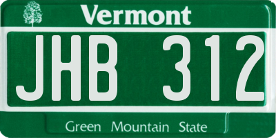 VT license plate JHB312