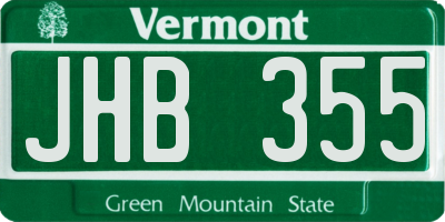 VT license plate JHB355