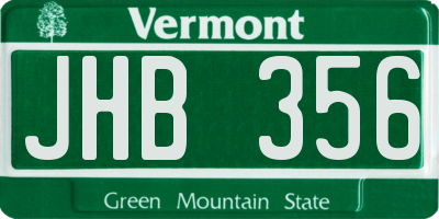 VT license plate JHB356