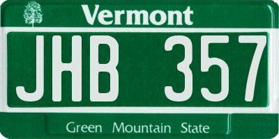 VT license plate JHB357