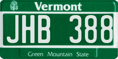 VT license plate JHB388