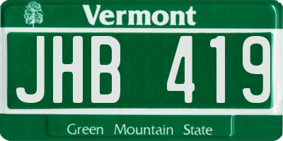 VT license plate JHB419
