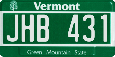 VT license plate JHB431