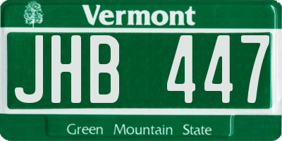 VT license plate JHB447