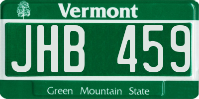 VT license plate JHB459