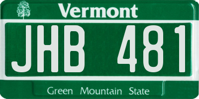 VT license plate JHB481