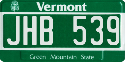 VT license plate JHB539