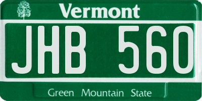 VT license plate JHB560