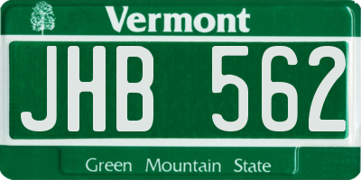 VT license plate JHB562