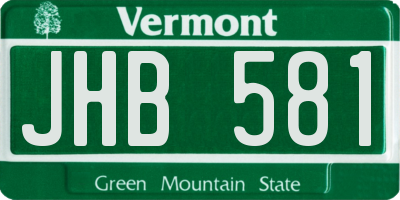 VT license plate JHB581