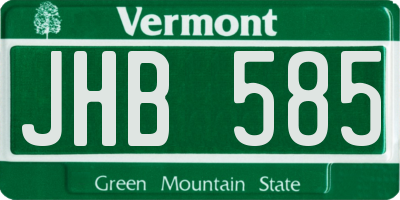 VT license plate JHB585