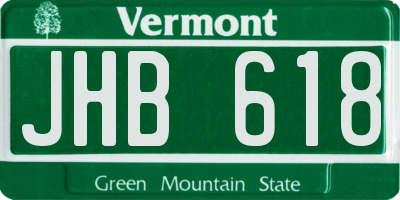 VT license plate JHB618