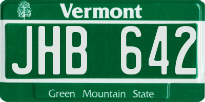 VT license plate JHB642