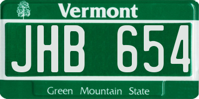 VT license plate JHB654