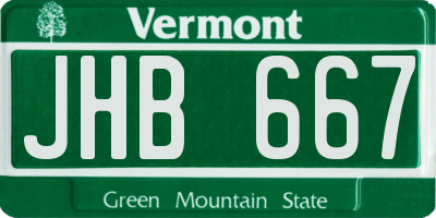VT license plate JHB667
