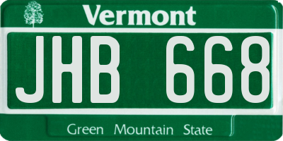 VT license plate JHB668
