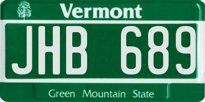 VT license plate JHB689