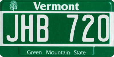 VT license plate JHB720